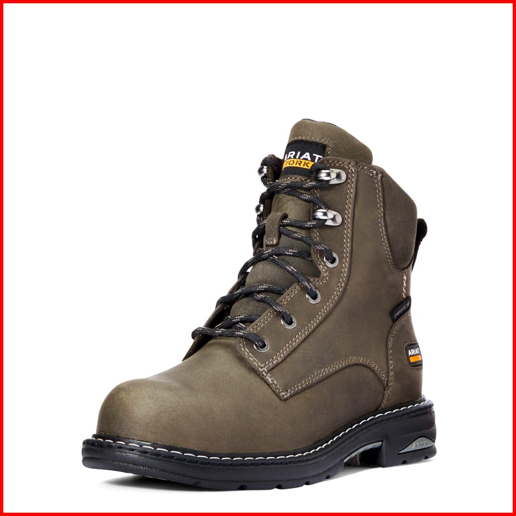 Women's 6" Composite Toe Work Boots, Leather, Slip Resistant, Safety Toe